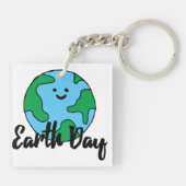 Wereldmilieuvriendelijk pictogram op aarde Happy E Sleutelhanger (Achterkant)
