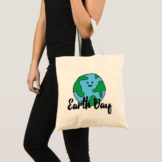 Wereldmilieuvriendelijk pictogram op aarde Happy E Tote Bag (Voorkant (product))