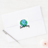 Wereldmilieuvriendelijk pictogram op aarde Happy E Vierkante Sticker (Envelop)