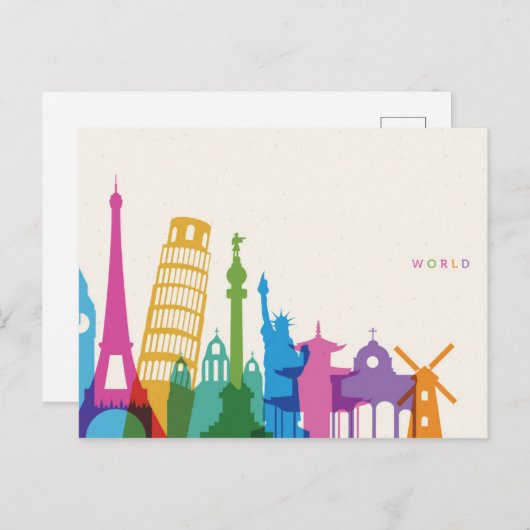 Wereldmonumenten — kraakbeen briefkaart (Voorkant / Achterkant)