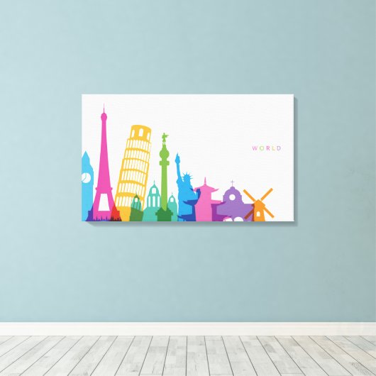 Wereldmonumenten — kraakbeen canvas afdruk (Insitu (Houten vloer))