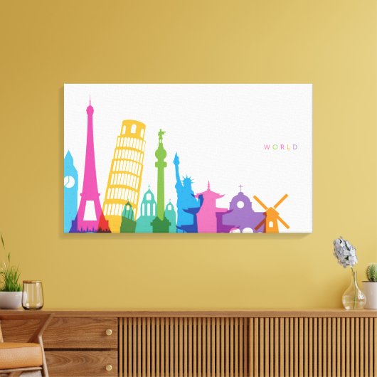 Wereldmonumenten — kraakbeen canvas afdruk (Insitu (Woonkamer))