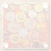 Wereldmunten Glazen Onderzetter (Achterkant)