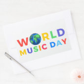 Wereldmuziekdag Rechthoekige Sticker (Envelop)