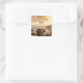 Wereldolifantdag Afrikaanse Savanne Kunst Vierkante Sticker (Tas)