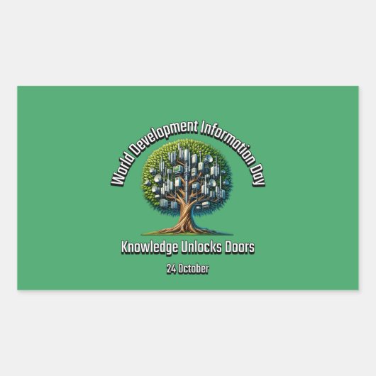 Wereldontwikkelingsinformatiedag. 24 oktober. rechthoekige sticker (Voorkant)