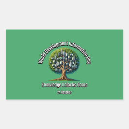 Wereldontwikkelingsinformatiedag. 24 oktober. rechthoekige sticker