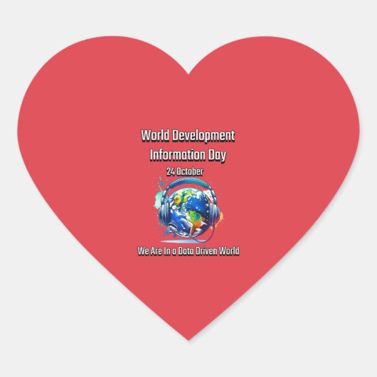 Wereldontwikkelingsinformatiedag. Gegevens. Hart Sticker (Voorkant)