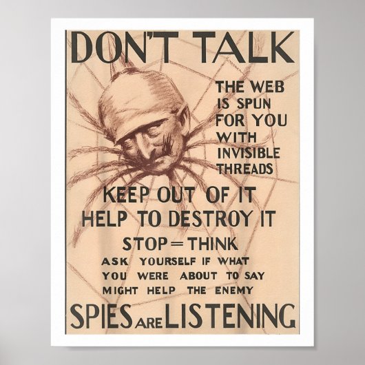  Wereldoorlog 1 Poster Design Talk Spider Spie (Voorkant)