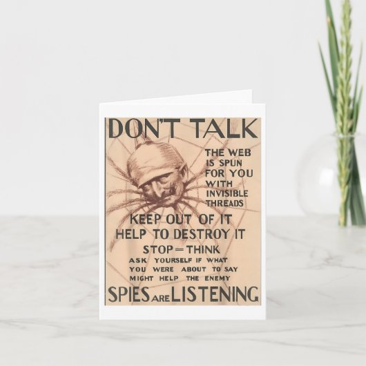 Wereldoorlog 1 Poster Design Talk Spider Spie Kaart (Voorkant)