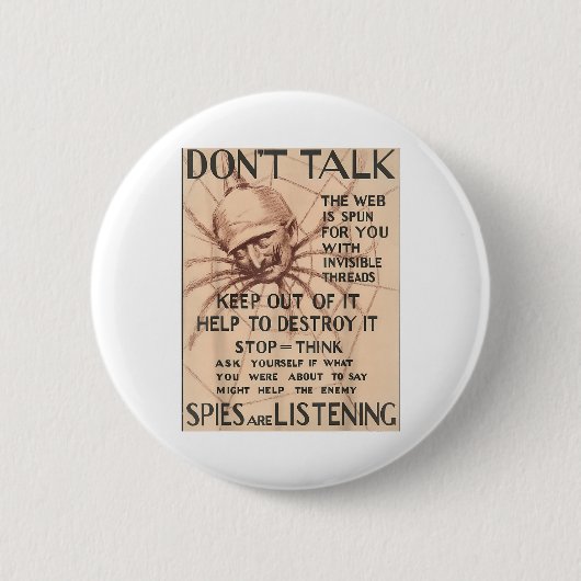  Wereldoorlog 1 Poster Design Talk Spider Spie Ronde Button 5,7 Cm (Voorkant)