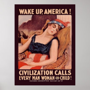 Wereldoorlog 1 werd Amerika wakker Poster