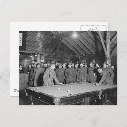 Wereldoorlog 1 YMCA Pool Hall, jaren 1910 Briefkaart (Voorkant / Achterkant)