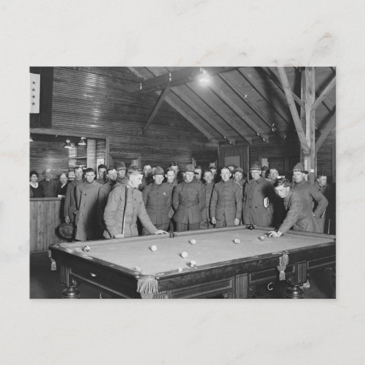 Wereldoorlog 1 YMCA Pool Hall, jaren 1910 Briefkaart (Voorkant)