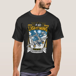 Wereldoorlog 2 Amerikaanse P 38 Lightning Fighter T-shirt