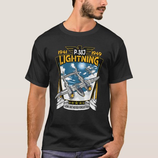 Wereldoorlog 2 Amerikaanse P 38 Lightning Fighter T-shirt (Voorkant)