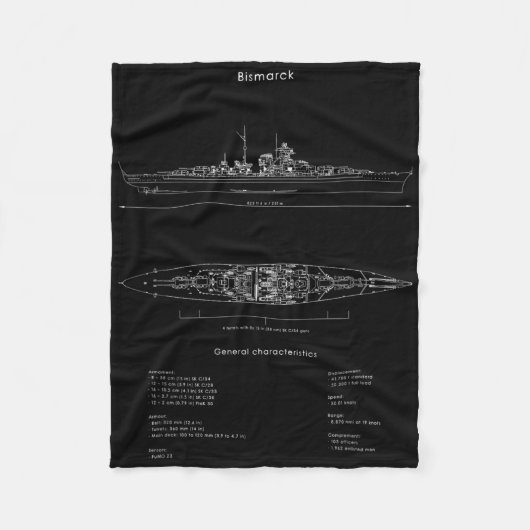 Wereldoorlog 2 Duits Bismarck Schip Model WW2 geve Fleece Deken (Voorkant)