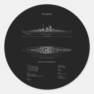Wereldoorlog 2 Duits Bismarck Schip Model WW2 geve Ronde Sticker