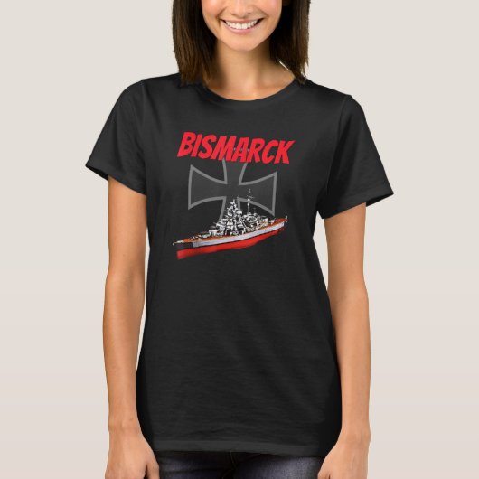 Wereldoorlog 2 Duits Bismarck Schip Model WW2 geve T-shirt (Voorkant)