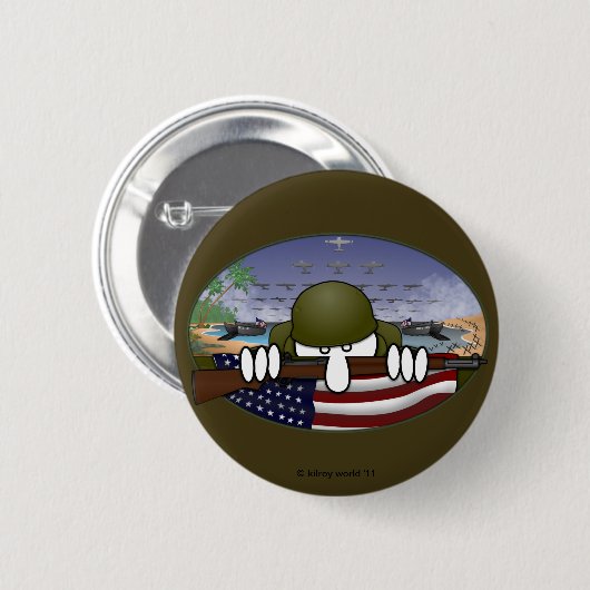 Wereldoorlog 2 Kilroy Basic Button (Voorkant /achterkant)