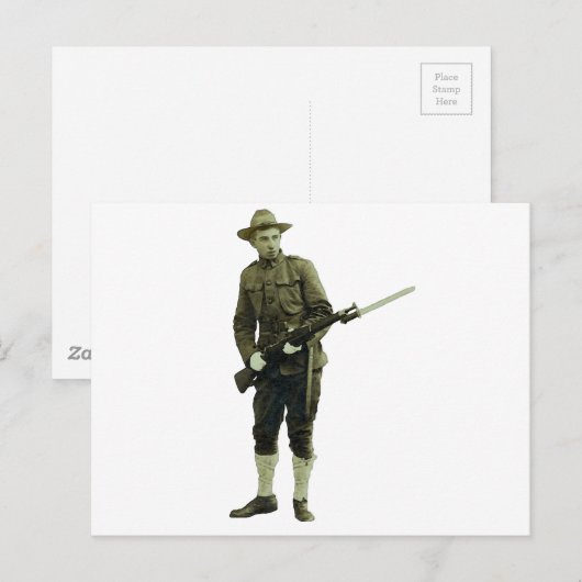  Wereldoorlog Een Doughboy Soldaat Briefkaart (Voorkant / Achterkant)