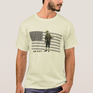 Wereldoorlog I Doughboy Soldaat met vlag T-shirt