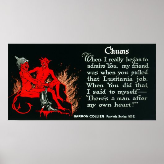  Wereldoorlog I Duitse duivels Lusitania Poster (Voorkant)