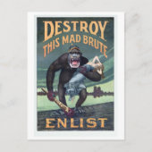 Wereldoorlog I Duitse Gorilla Propoganda Briefkaart (Voorkant)