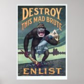  Wereldoorlog I Duitse Gorilla Propoganda Poster (Voorkant)
