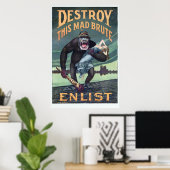 Wereldoorlog I Duitse Gorilla Propoganda Poster (Thuiskantoor)