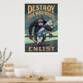 Wereldoorlog I Duitse Gorilla Propoganda Poster (Keuken)