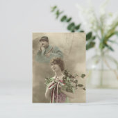 Wereldoorlog I, Frankrijk, Soldaat en zijn meisje Briefkaart (Staand voorkant)