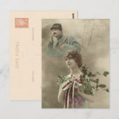 Wereldoorlog I, Frankrijk, Soldaat en zijn meisje Briefkaart (Voorkant / Achterkant)