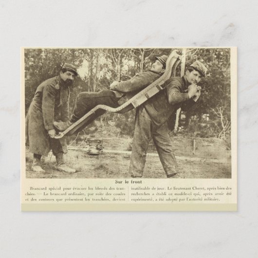 Wereldoorlog I, Frankrijk, vervoer van gewonden Briefkaart (Voorkant)