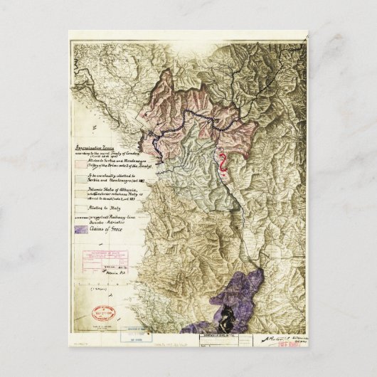 Wereldoorlog I Kaart van Albanië (26 april 1915) (Voorkant)