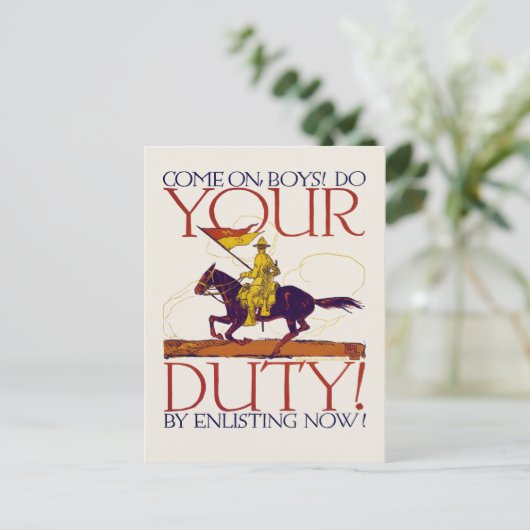 Wereldoorlog I Poster 01 rekruteren Briefkaart (Staand voorkant)