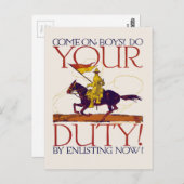 Wereldoorlog I Poster 01 rekruteren Briefkaart (Voorkant / Achterkant)