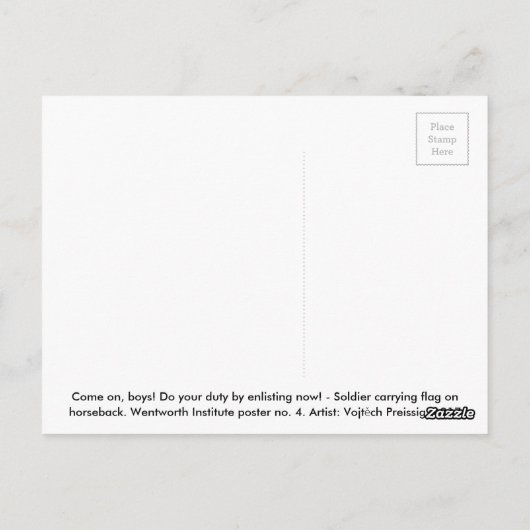 Wereldoorlog I Poster 01 rekruteren Briefkaart (Achterkant)