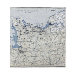 Wereldoorlog II D-Day Map 6 juni 1944 Notitieblok