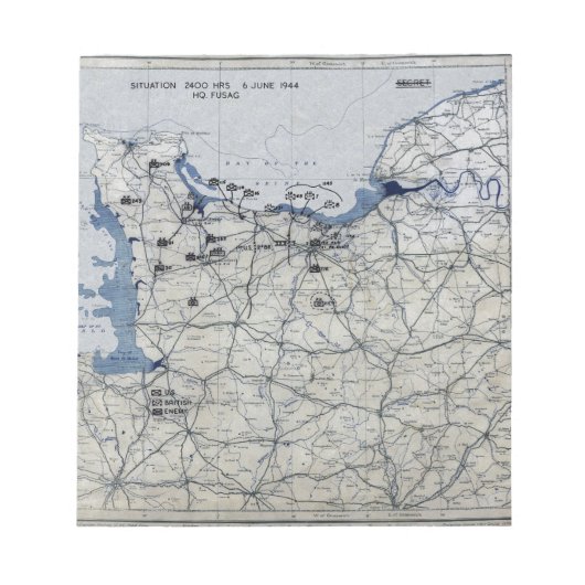 Wereldoorlog II D-Day Map 6 juni 1944 Notitieblok (Voorkant)