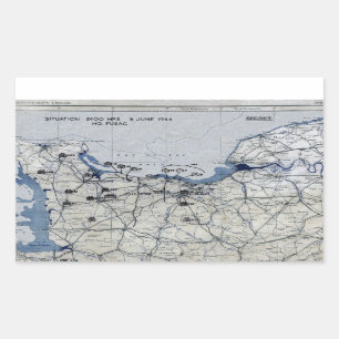 Wereldoorlog II D-Day Map 6 juni 1944 Rechthoekige Sticker