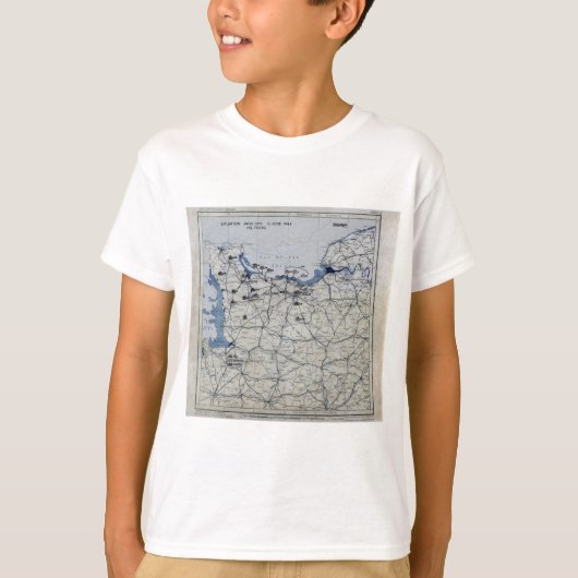 Wereldoorlog II D-Day Map 6 juni 1944 T-shirt (Voorkant)