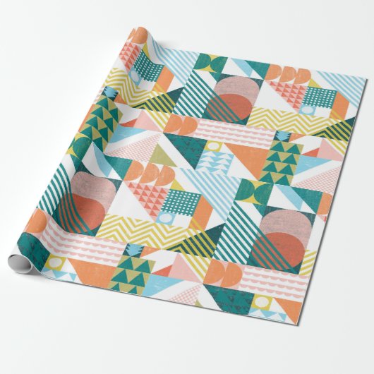 Wereldpatroon vormen cadeaupapier (Uitgerold)