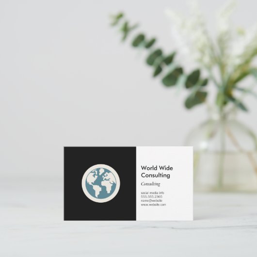Wereldpictogram | Bedrijfsadvies Visitekaartje (Staand voorkant)