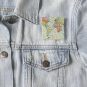 Wereldpolitieke kaart vierkante button 5,1 cm (In situ)