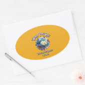 Wereldpostdag. Brieven over grenzen heen. Ovale Sticker (Envelop)