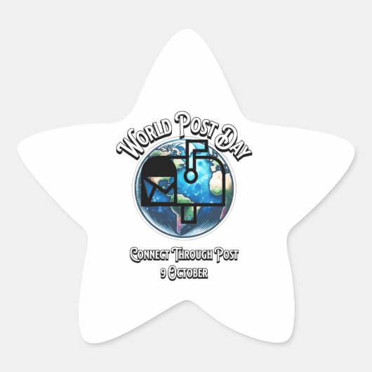 Wereldpostdag. Verbinden via Post Ster Sticker (Voorkant)