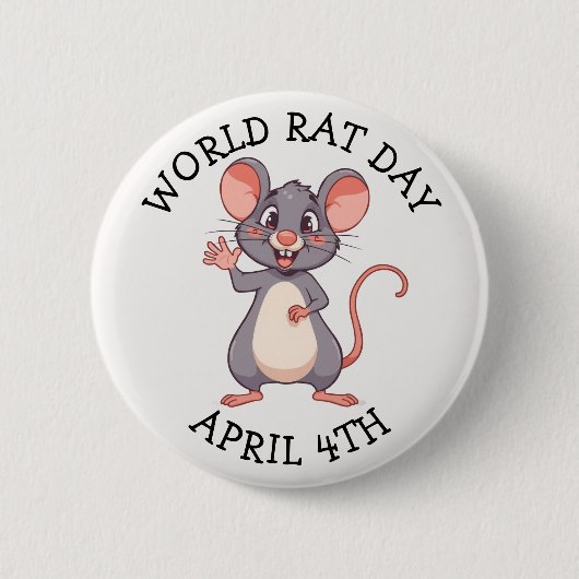 Wereldratdag is op 4 april ronde button 5,7 cm (Voorkant)