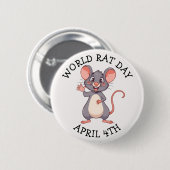 Wereldratdag is op 4 april ronde button 5,7 cm (Voorkant /achterkant)
