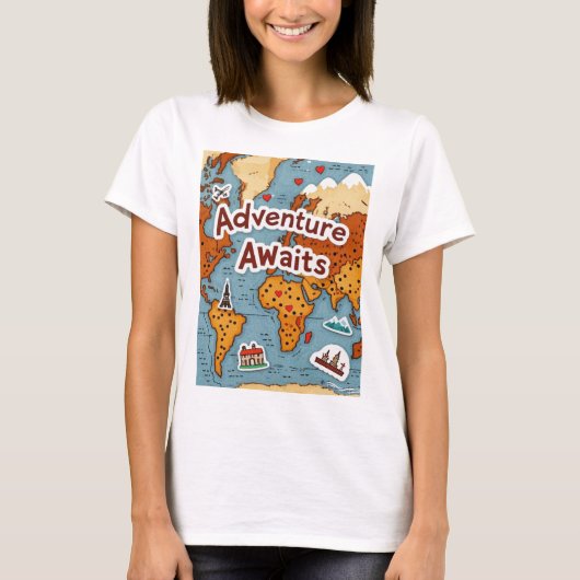 Wereldreis kaart met citaat t-shirt (Voorkant)